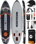 MYBOAT 11'6'×34'×6' Extra Wide Inflatable Paddle Board, Stand Up Paddle Board for Fishing, Sup Board with 3 Removable Fins, Dual Bungees, Camera Mount, Hand Pump, Strong Paddle,Leash