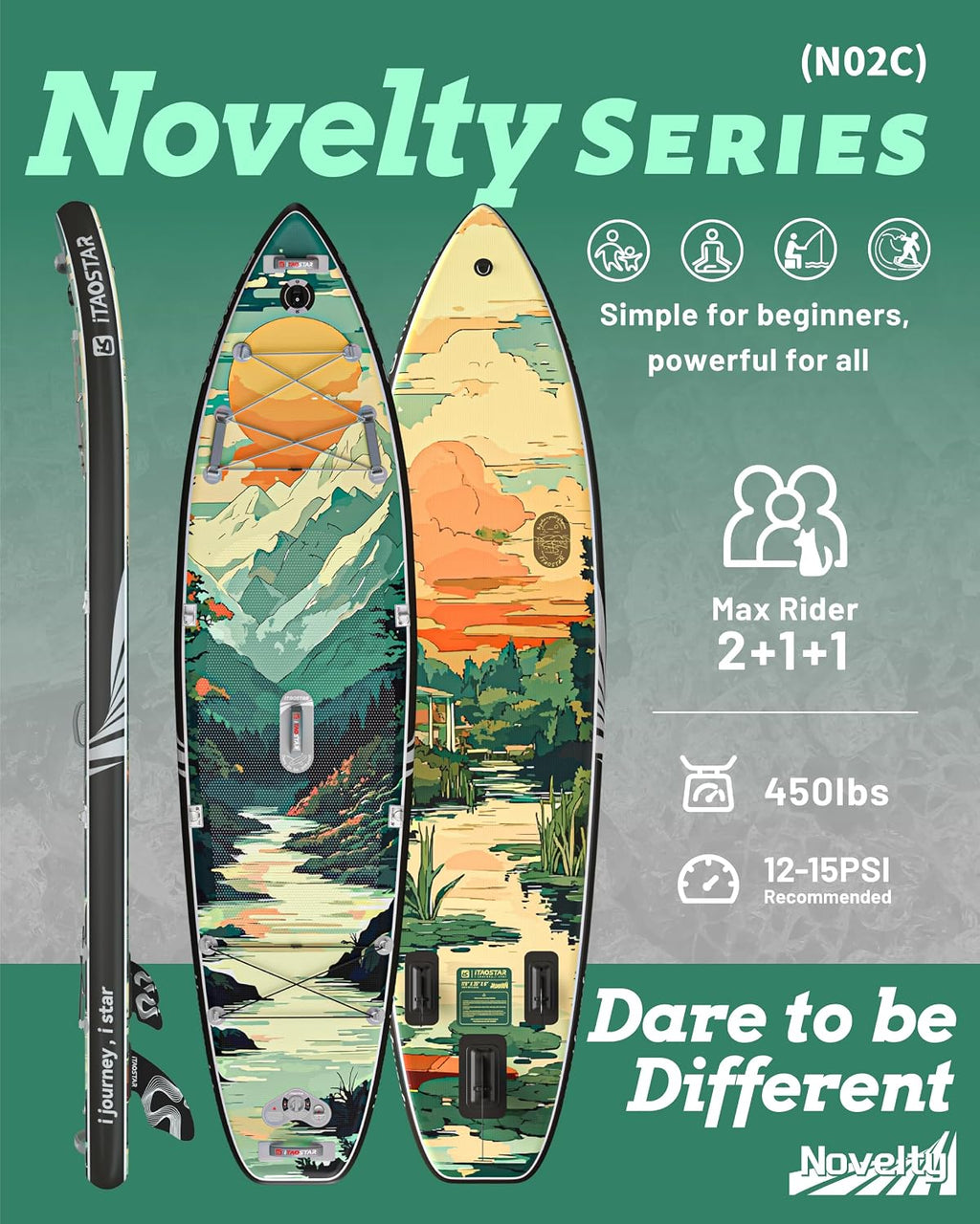 iTAOSTAR Novelty 11'6' x 35' Extra Wide SUP for Enhanced Stability - Inflatable Stand Up Paddle Board - Premium Paddle Board Kit for Adults & Youth - All Skill Levels - Includes SUP Accessories