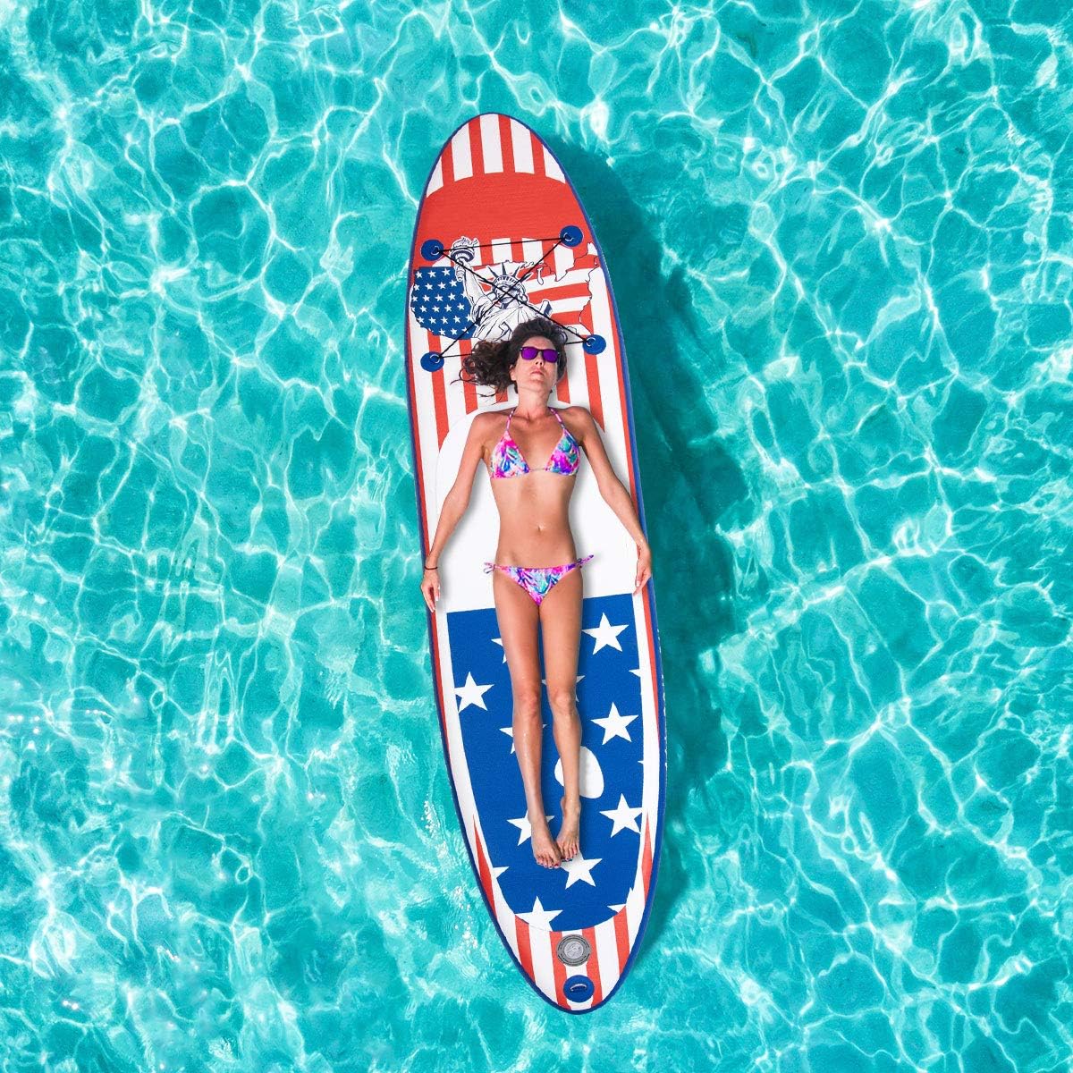 GYMAX Stand Up Paddle Board, Inflatable SUP with Wide Non-Slip EVA Deck, Accessories-Leash, D Rings, Hand Pump, Adjustable Paddle & Backpack, Paddle Boards for Adults Youth