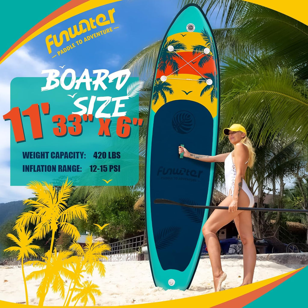 FunWater Stand Up Paddle Board Ultra-Light Inflatable Paddleboard with SUP Accessories for Adults & Youth of All Skill Levels