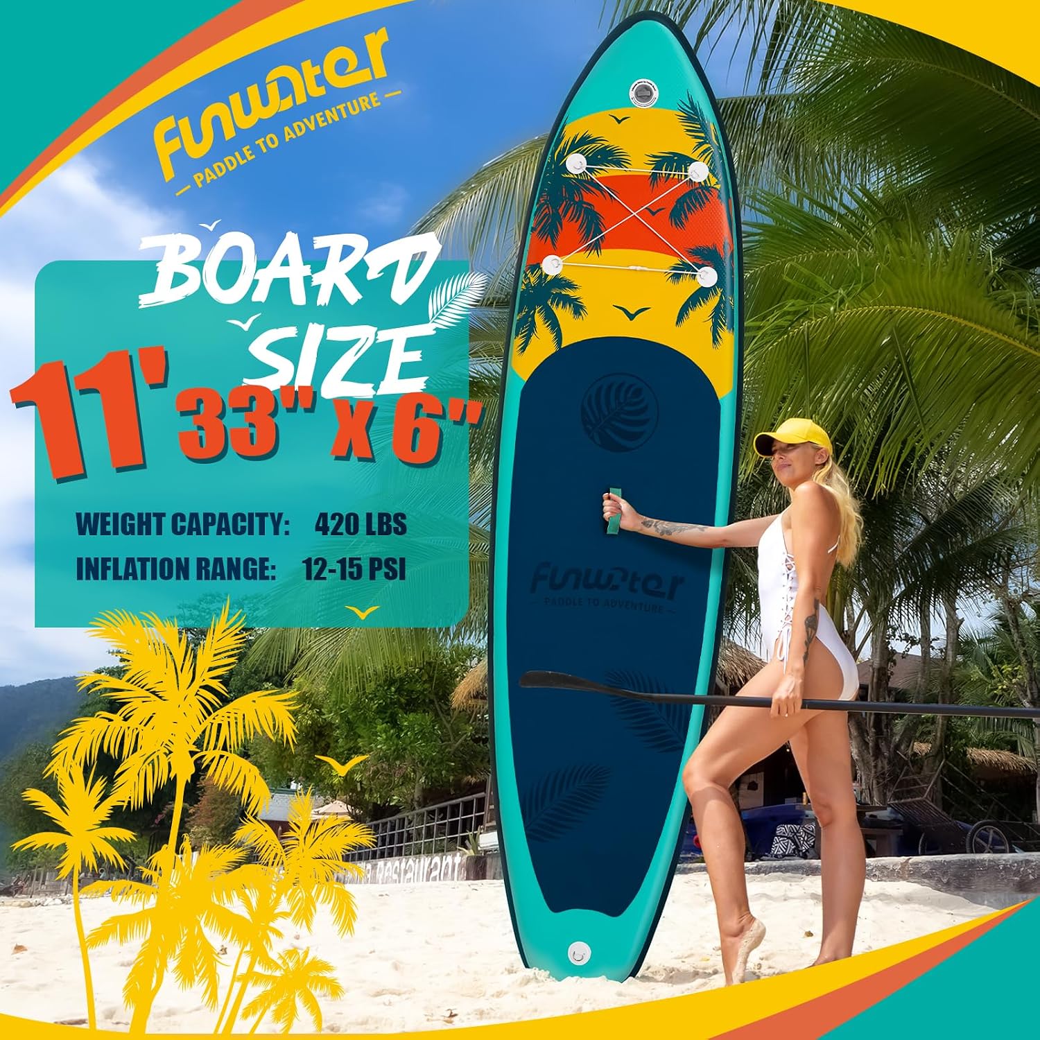 FunWater Stand Up Paddle Board Ultra-Light Inflatable Paddleboard with SUP Accessories for Adults & Youth of All Skill Levels