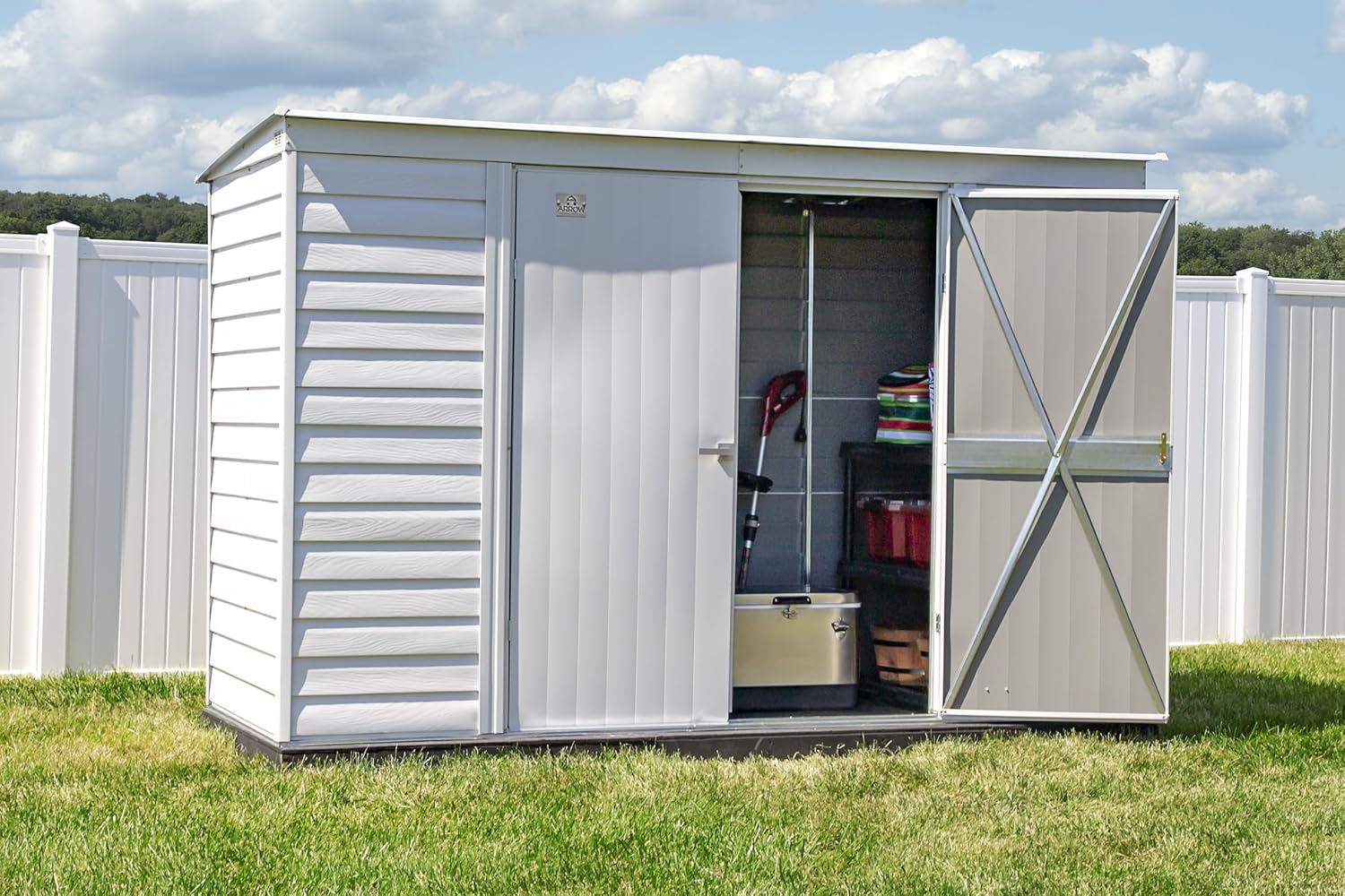 Arrow Select 10' x 4' Outdoor Lockable Steel Storage Shed Building, Flute Grey