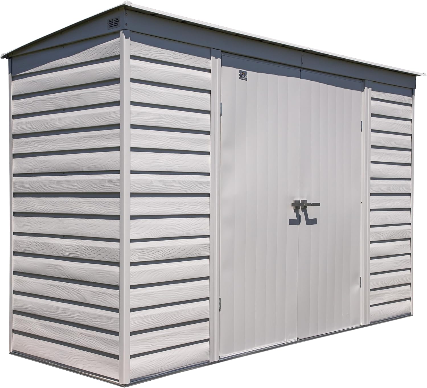 Arrow Select 10' x 4' Outdoor Lockable Steel Storage Shed Building, Flute Grey