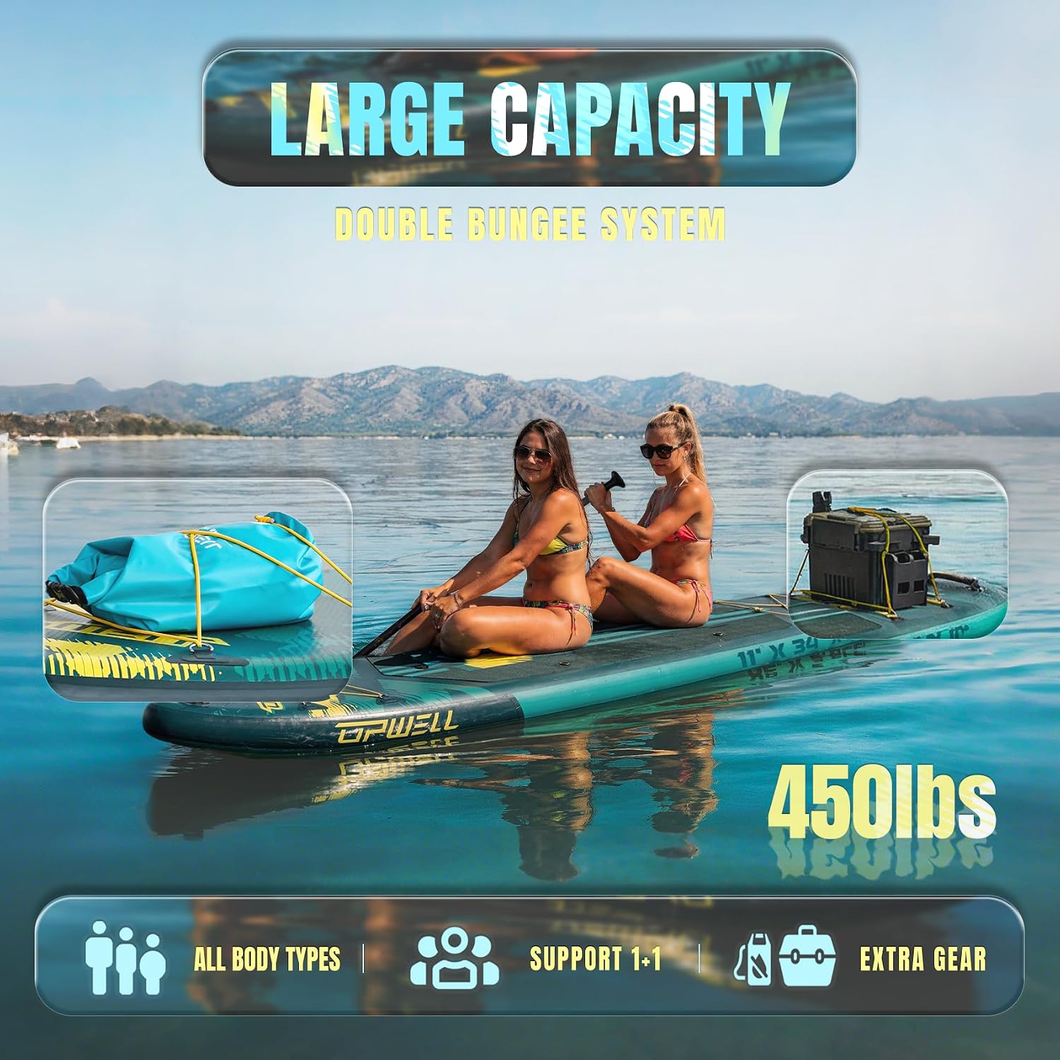 UPWELL 11'×34' Stand Up Paddle Board, SUP Board for Adults & Teens, Inflatable SUP Board with Premium Accessories, 120L Backpack, Paddle, Leash, Hand Pump, Fins