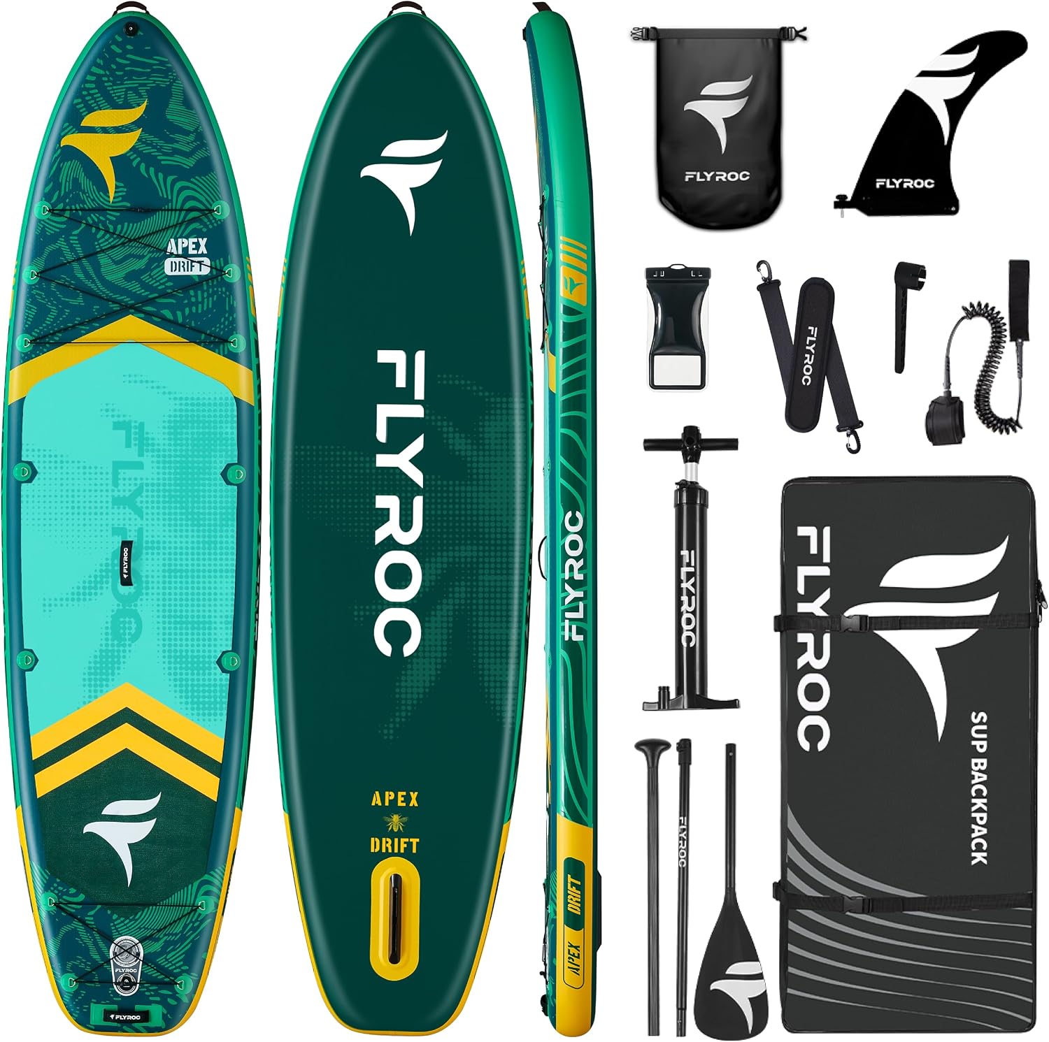 11'6x35'' Extra Wide Inflatable Paddle Board, 450lb Capacity Stand Up Paddle Board for Adults (x3), Stable Inflatable SUP, All Skill Levels, 3 Handles, 100L Backpack, 3PCS Paddle, 5L Dry Bag