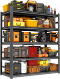 Storage Shelves, Garage Metal Shelving Unit, Adjustable, Double-Layer Column with Reinforced Ribs, Heavy-Duty, Capable of Bearing 600-3600 lbs (Black, 47''W*24''D*63''H, 5-Tier)