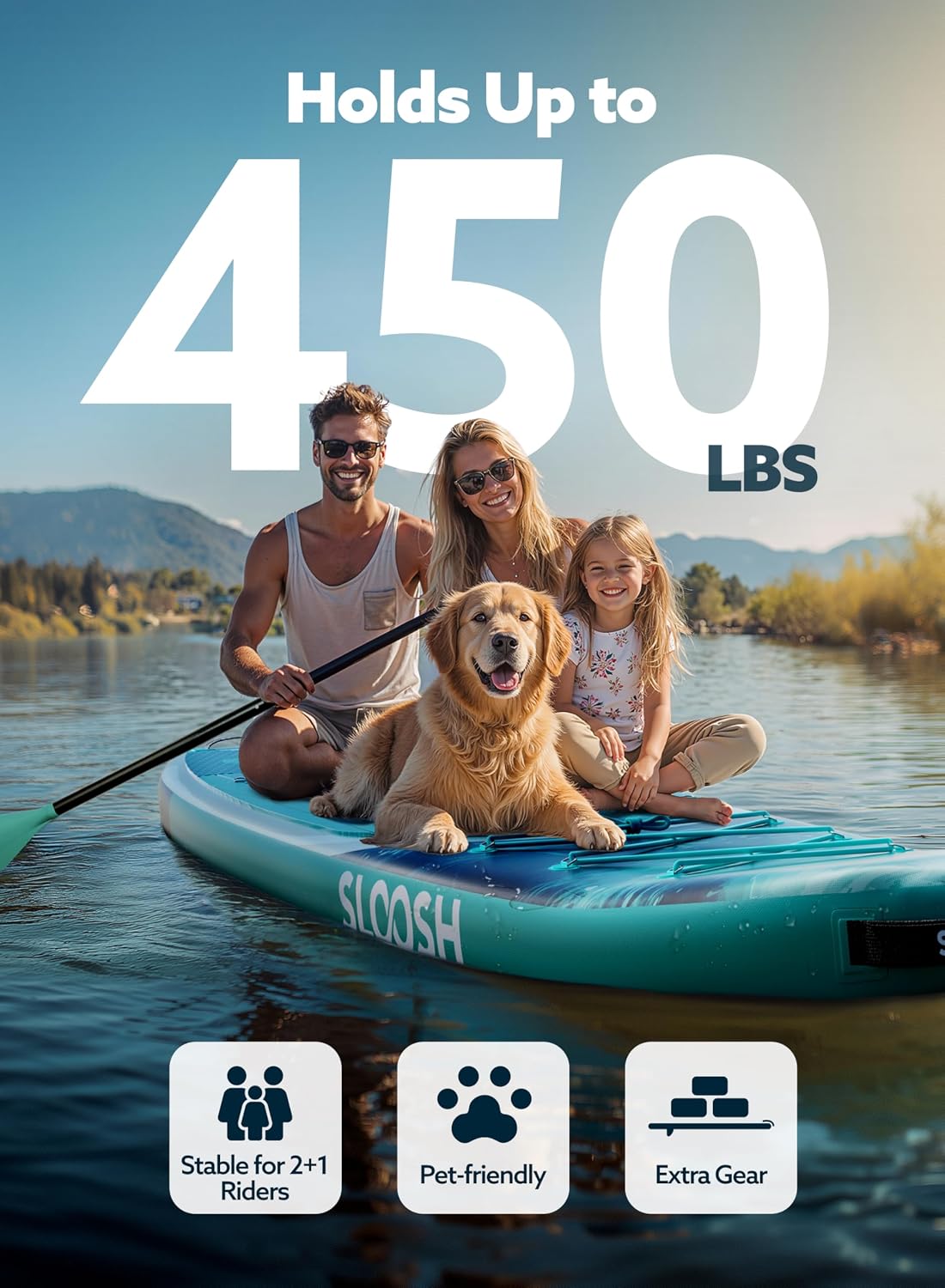 SLOOSH Inflatable Stand Up Paddle Board, 10'6' Paddle Boards with Premium Accessories, Non-Slip EVA Deck, Ultra-Light Carry Bag Pump, Ripple SUP for Youth & Adults of All Skill Levels