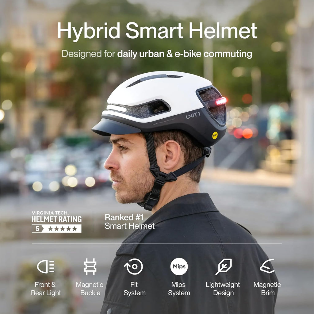 AURA Smart E-Bike Helmet with MIPS Safety, NTA-8776 Certified for 28mph, Integrated 500 Lumen LED Lights, Crash Detection, Turn Signals and Automatic Brake Light