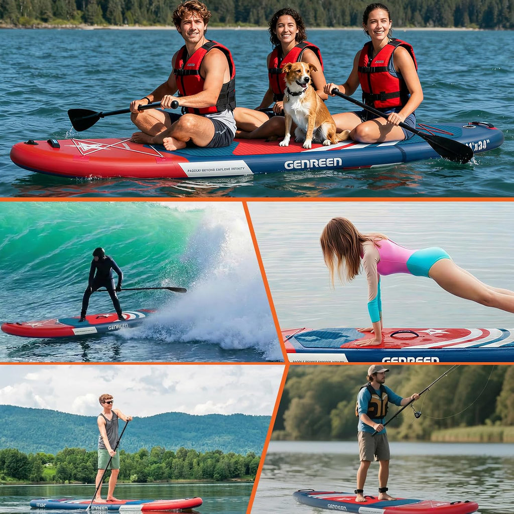 Paddle Board Stand up Paddle Board (Extra Large 11'*33/34') Newly Improved 2 Side Layers 450LBS Quality Inspection×5 (All-Season for JP customers) paddleboards Fishing Family Pet Friendly