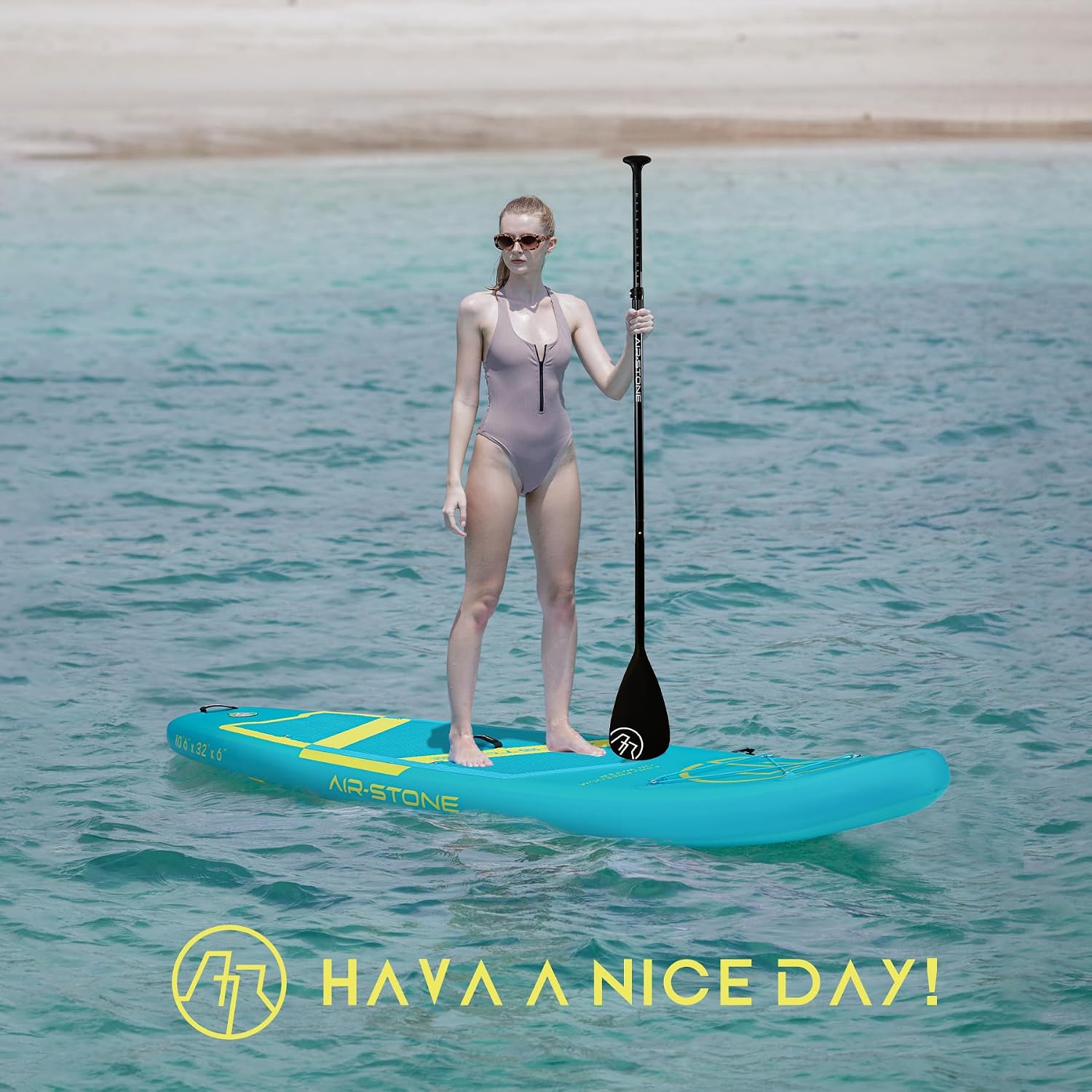 AIR-STONE 10'6' 450 lb Capacity，Inflatable Stand Up Paddle Board with sup Accessories Including Backpack, Repairing Kits, Non-Slip Deck, Leash, 3 Fins, Paddle and Hand Pump