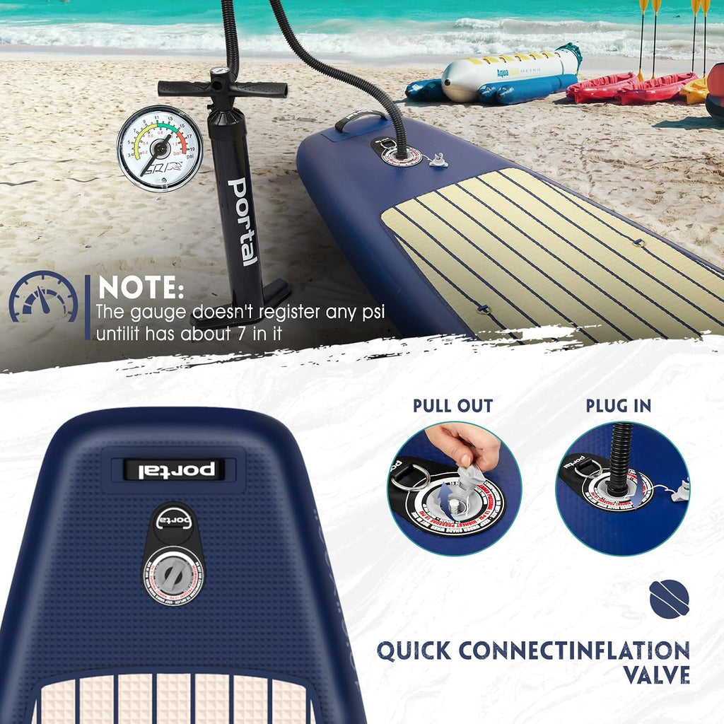 PORTAL SUP Inflatable Paddle Board for Adults 10'6'' Stand Up Paddleboard,Non-Slip Deck Blow up Paddle Boards with Adjustable Paddle, Carry Bag, and Repair Kit (Modern with Seat)