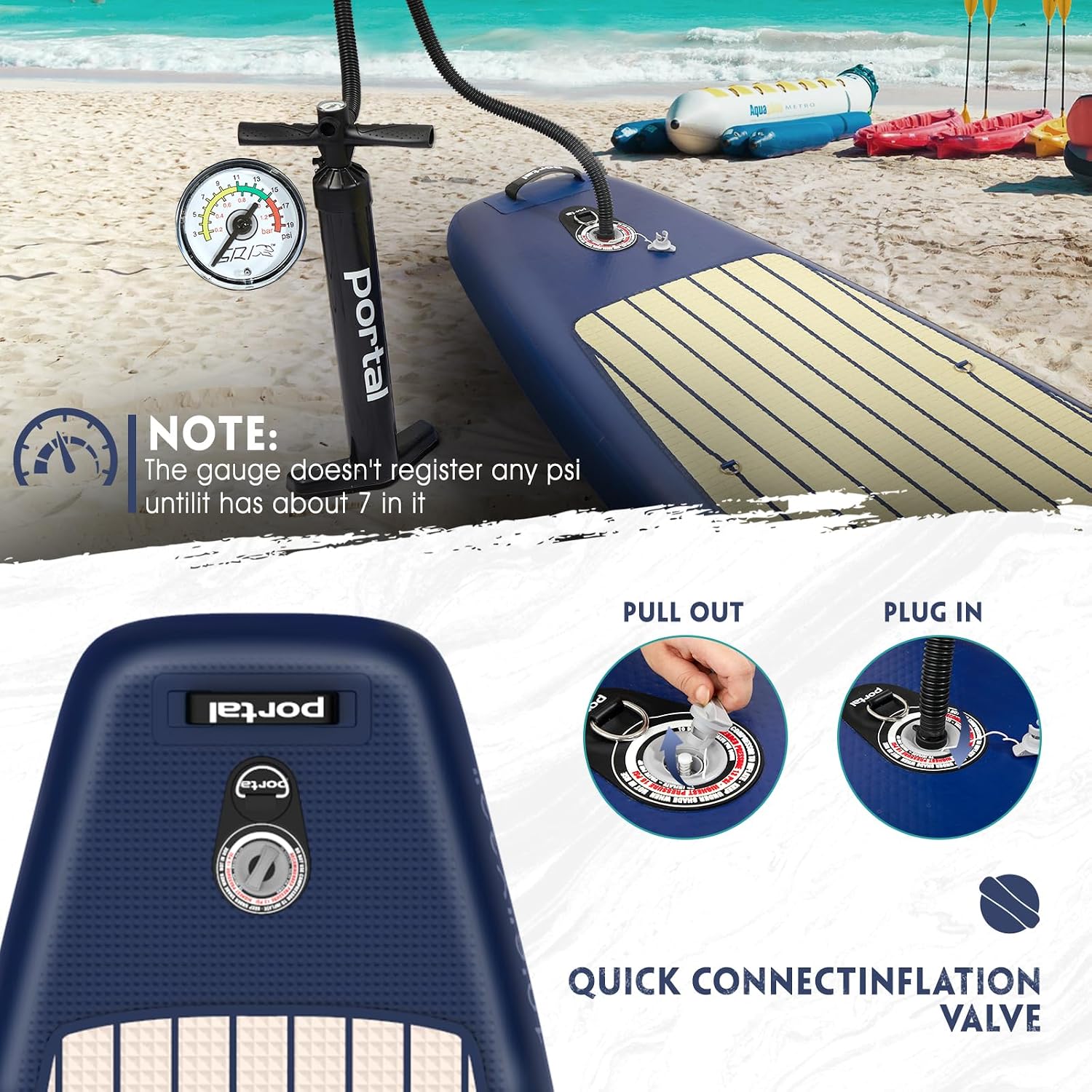 PORTAL SUP Inflatable Paddle Board for Adults 10'6'' Stand Up Paddleboard,Non-Slip Deck Blow up Paddle Boards with Adjustable Paddle, Carry Bag, and Repair Kit (Modern with Seat)
