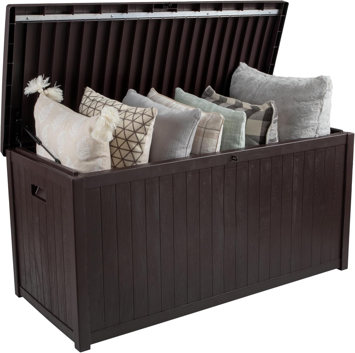 Outdoor Storage Box - 113 Gallon Lockable Deck Box for Pool Accessories, Patio Furniture Cushions, or Package Delivery Boxes for Outside - Deck Boxes Outdoor Waterproof by Pure Garden (Coffee)