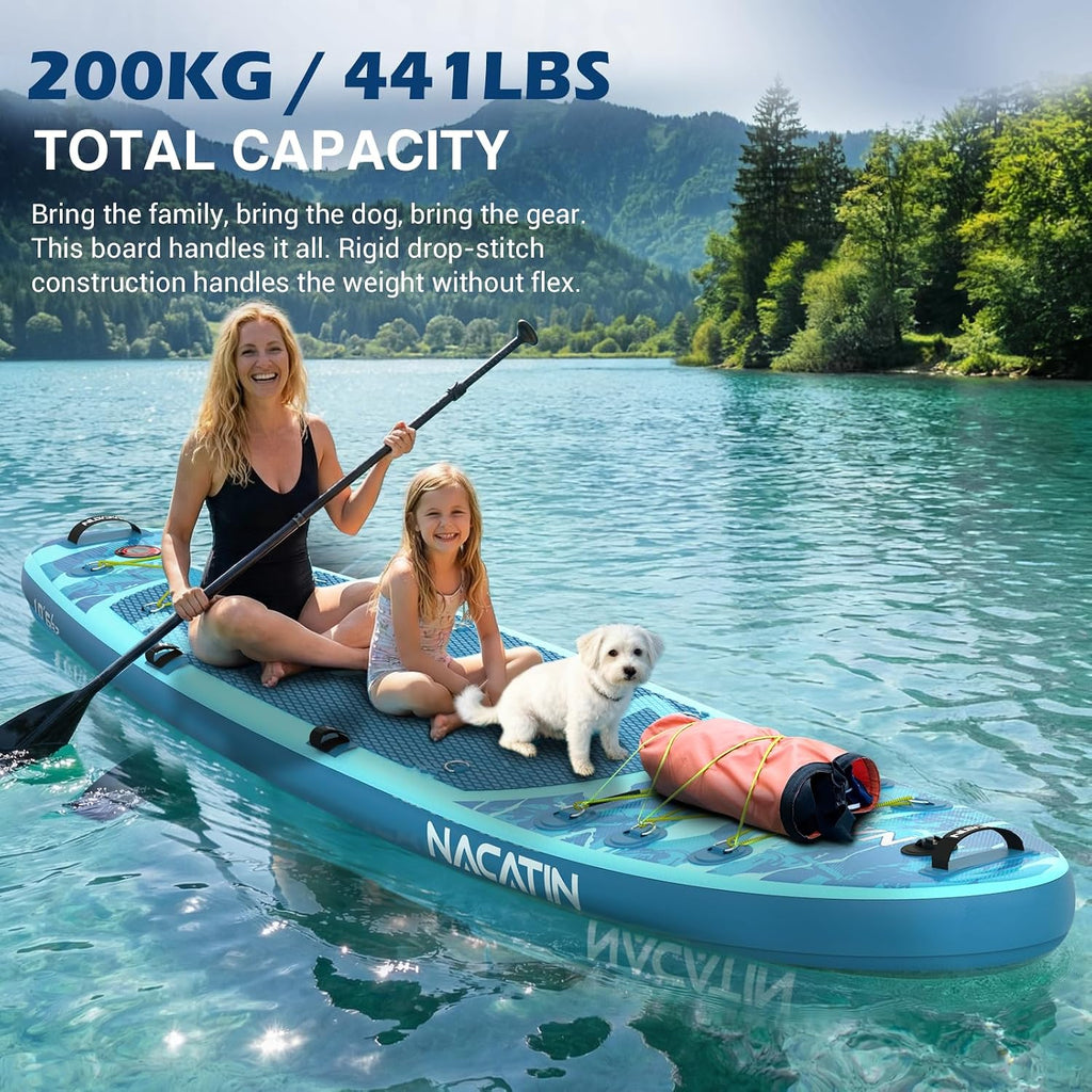 NACATIN Inflatable Stand Up Paddle Board,10'6'Upgrade Version Blow Up Paddle Boards for Adults with Premium SUP Accessories& Backpack,Adjustable Paddle,Camera Mount,Hand Pump, for Lake, River, Yoga