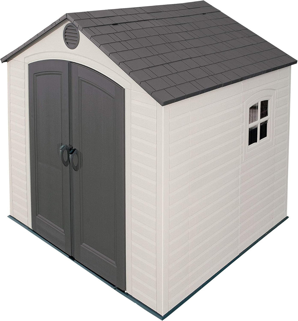 LIFETIME 6411 Outdoor Storage Shed with Window, 8 by 7.5 Feet,Putty/Brown