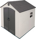 LIFETIME 6411 Outdoor Storage Shed with Window, 8 by 7.5 Feet,Putty/Brown