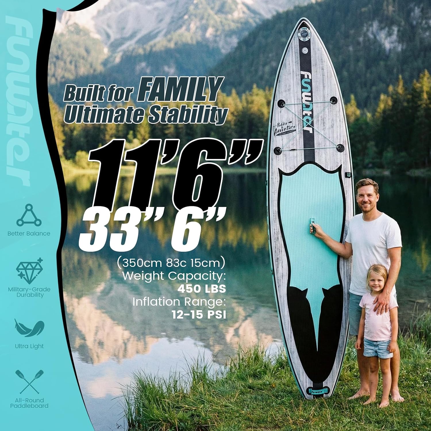 FunWater Inflatable Stand Up Paddle Board 10'6'/11'/11'6' Paddle Board for Adults & Youth, Paddleboards Inflatable with Premium SUP Accessories, Wide Stable, Non-Slip Comfort Deck