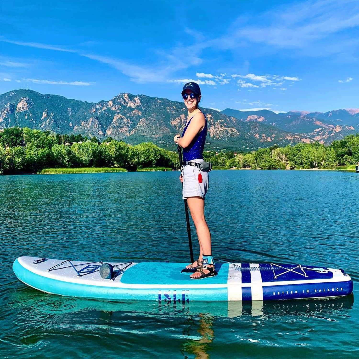 ISLE Megalodon Inflatable Stand Up Paddle Board & iSUP Bundle Accessory Pack - Up to 1,050 lbs Capacity — Durable, Lightweight, Stable — 12' L x 45' W x 8' OR 15' L x 56' W x 8'