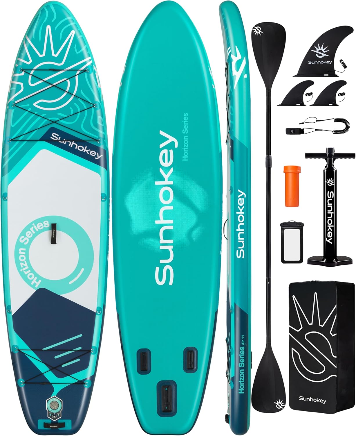 11'×34'' Extra Wide Inflatable Paddle Board with Seam Welded Technology, Stand Up Paddle Board, 420lb Capacity for Adults, Sup Board for All-Level with 2-Blade Paddle/Dual-Action Pump/Leash