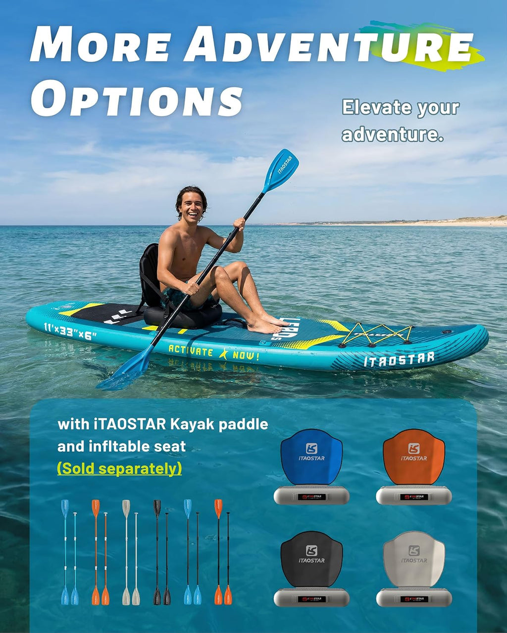 iTAOSTAR Lead 12' × 35' / 11' × 33' Stand Up Paddle Board Inflatable, Extar Wide SUP Board with 5 Fins Stable Design for Adults, Youth, All Skill Levels, Lakes, Oceans
