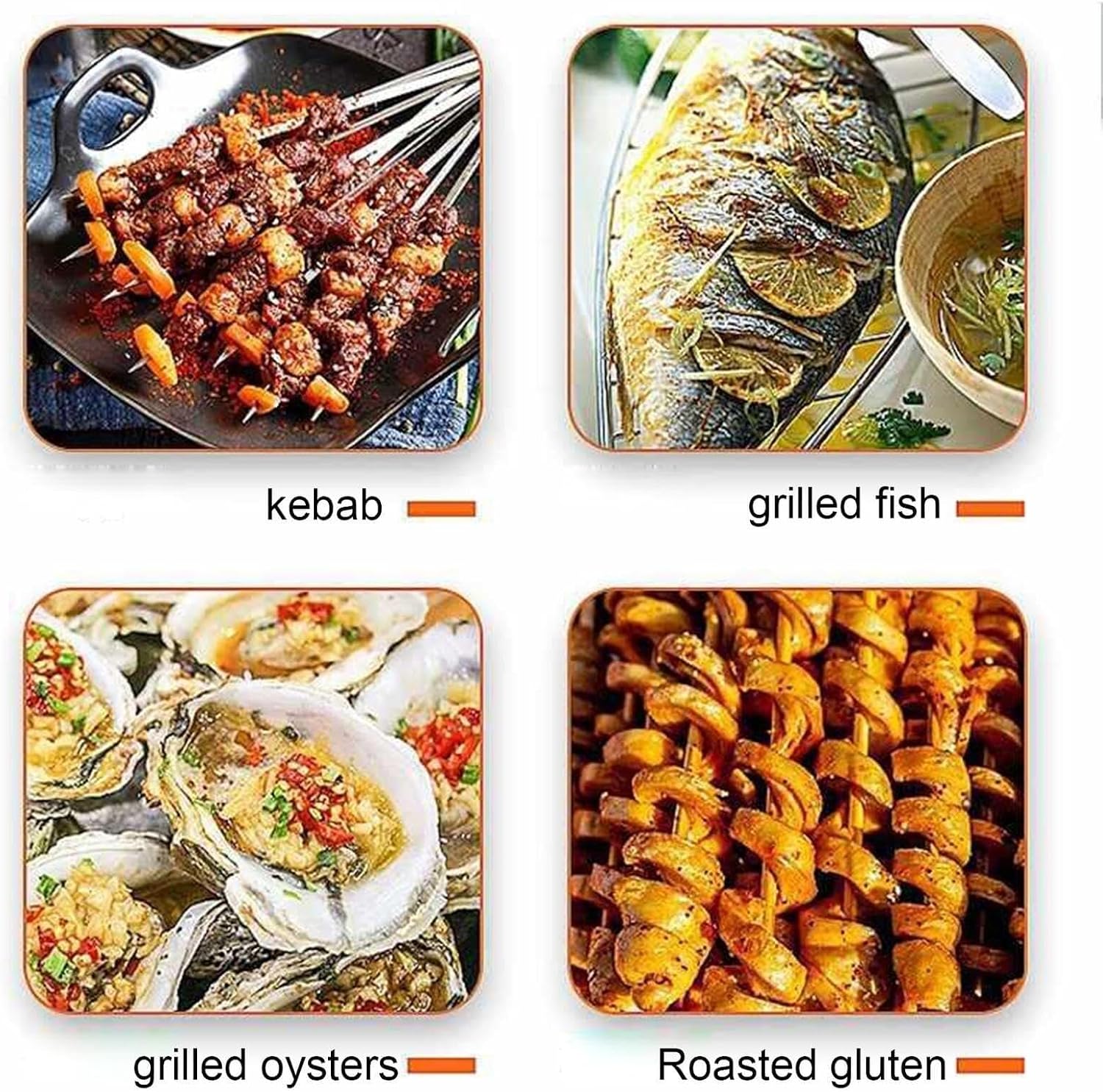 Portable Charcoal BBQ Grill, 24cm Stainless Steel Tabletop Korean BBQ Grill, Outdoor & Indoor Smoker for Camping, Picnic & BBQ