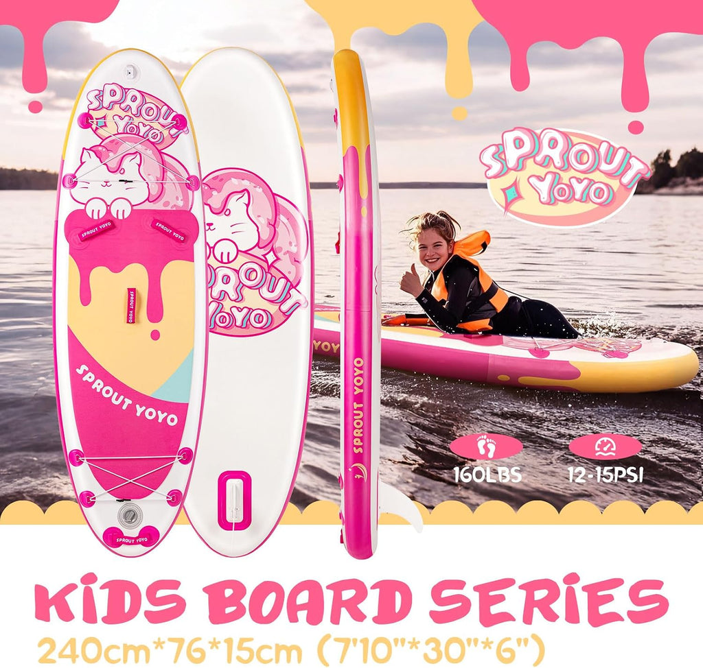Spatium Kids Inflatable Paddle Boards,Stand Up Paddle Board for Children with Adjustable Paddle,Pump,Leash & Backpack for Lake,Ocean & River Swimming and Surfing