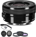 Sony E PZ 16-50mm f/3.5-5.6 OSS Lens (SELP1650) + Filter Kit + Lens Cap Keeper + Cleaning Kit + More (Renewed)
