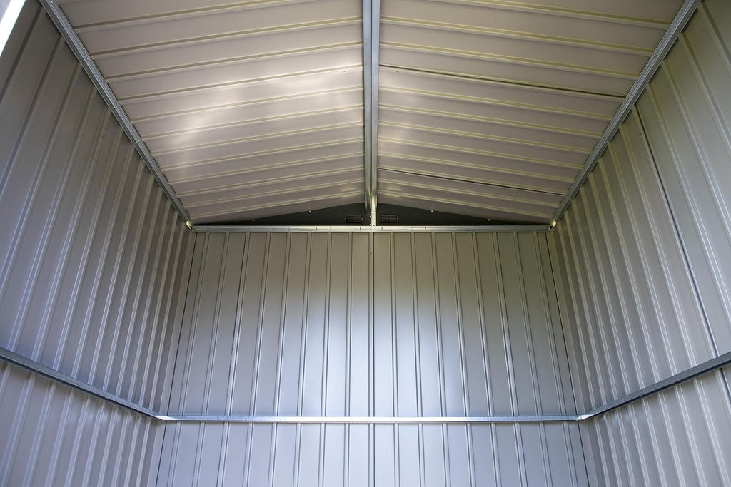 Arrow Shed Elite 14' x 16' Tall Outdoor Steel Storage Shed with High Gable and Lockable Doors Storage Building, Anthracite