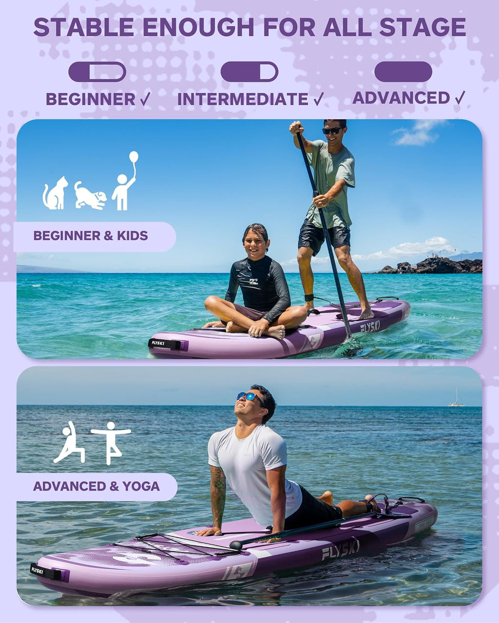 11'x34 Ultra Wide Paddleboards, Inflatable SUP&420lb Capacity for All Skill, Stand-up Paddle Board for Adults, Yoga/Fishing/Family, EVA Deck, US Fin, High-Pressure Pump, 100L Bag, Safety Leash