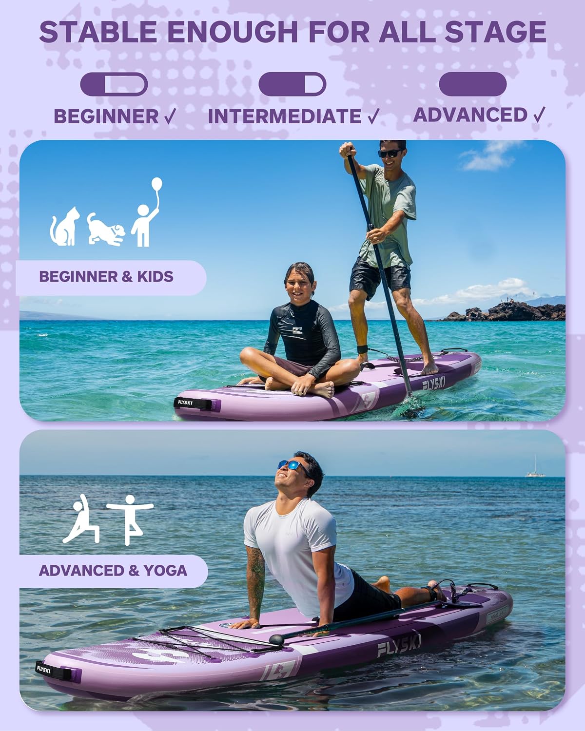 11'x34 Ultra Wide Paddleboards, Inflatable SUP&420lb Capacity for All Skill, Stand-up Paddle Board for Adults, Yoga/Fishing/Family, EVA Deck, US Fin, High-Pressure Pump, 100L Bag, Safety Leash