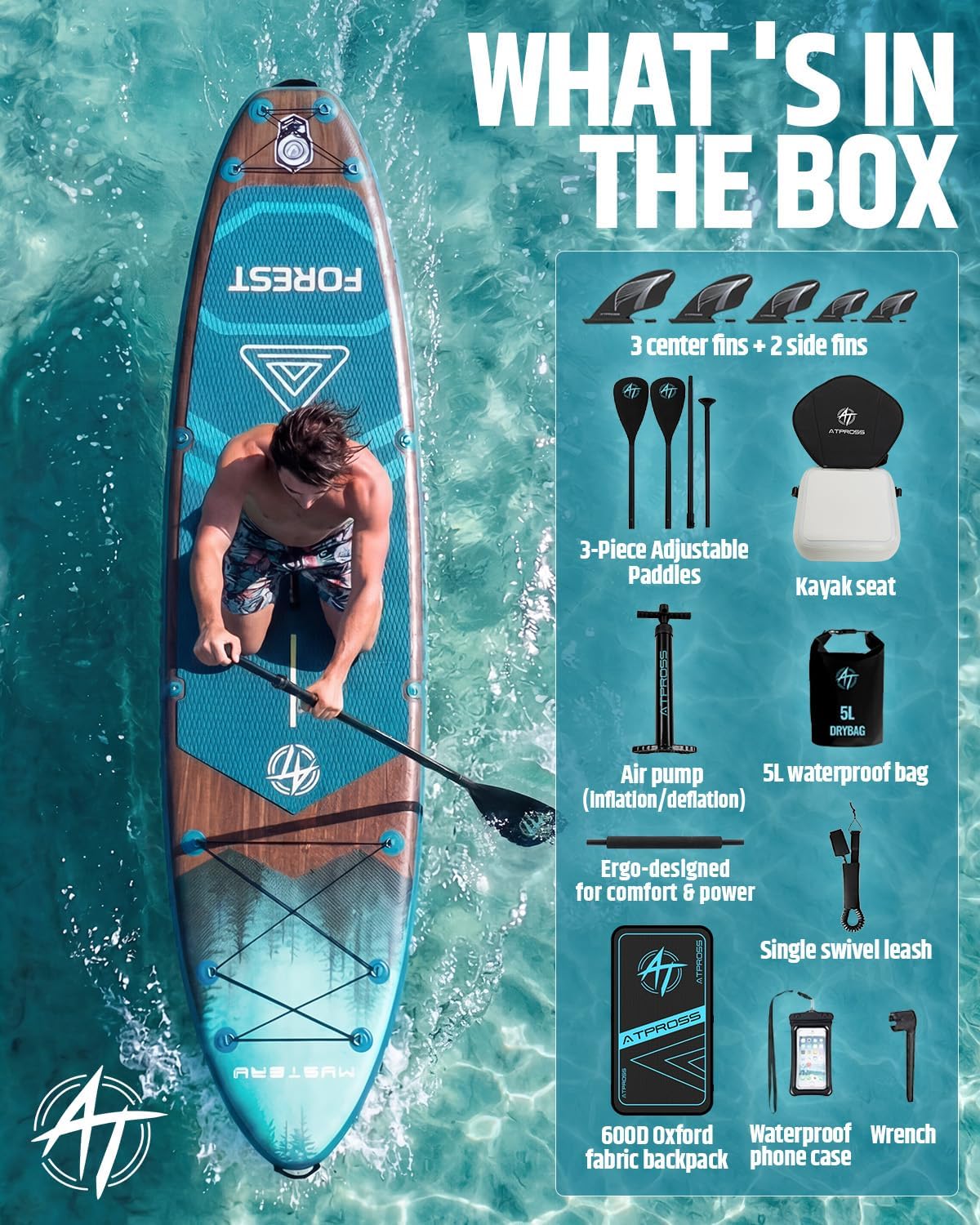 12'x36 Inflatable Paddle Board, 500lbs Extra Wide Stand Up Paddleboard for Adults with Premium SUP Accessories Kit & Backpack, Blow Up Kayak Non-Slip Stable Deck Boat for Yoga Fishing Surf