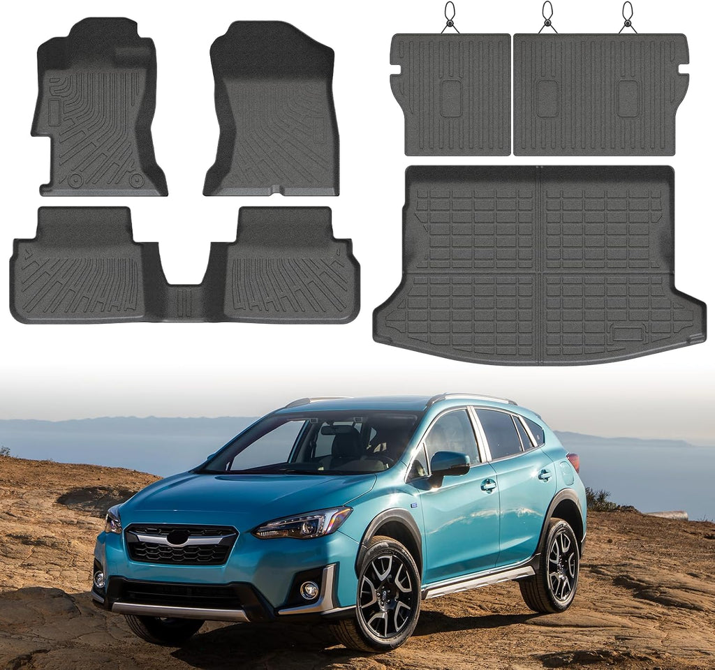 Mixsuper Floor Mat & Cargo Liner for Subaru Crosstrek 2018-2023 & 2017-2023 Impreza (Not Hybrid Models),All Weather TPE Floor Liners for Crosstrek Accessories,Full Set Anti-Slip Car Mats,Black