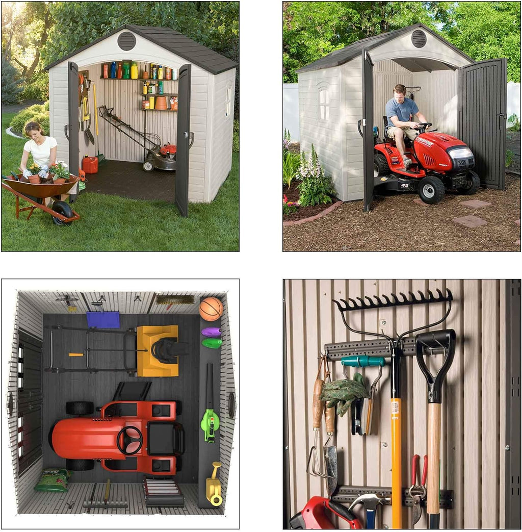 LIFETIME 6411 Outdoor Storage Shed with Window, 8 by 7.5 Feet,Putty/Brown