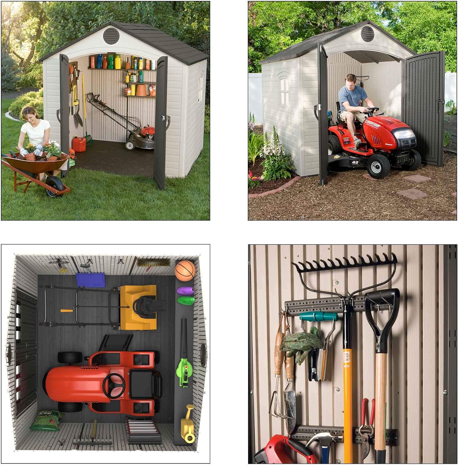 LIFETIME 6411 Outdoor Storage Shed with Window, 8 by 7.5 Feet,Putty/Brown