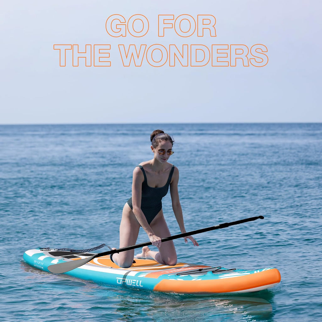 UPWELL 10'6'/11'/11'6' Inflatable Paddle Board, Stand Up Paddlboard for Youth & Adults, Stable Design, Premium SUP Accessories, Backpack, Leash, Hand Pump, Fins