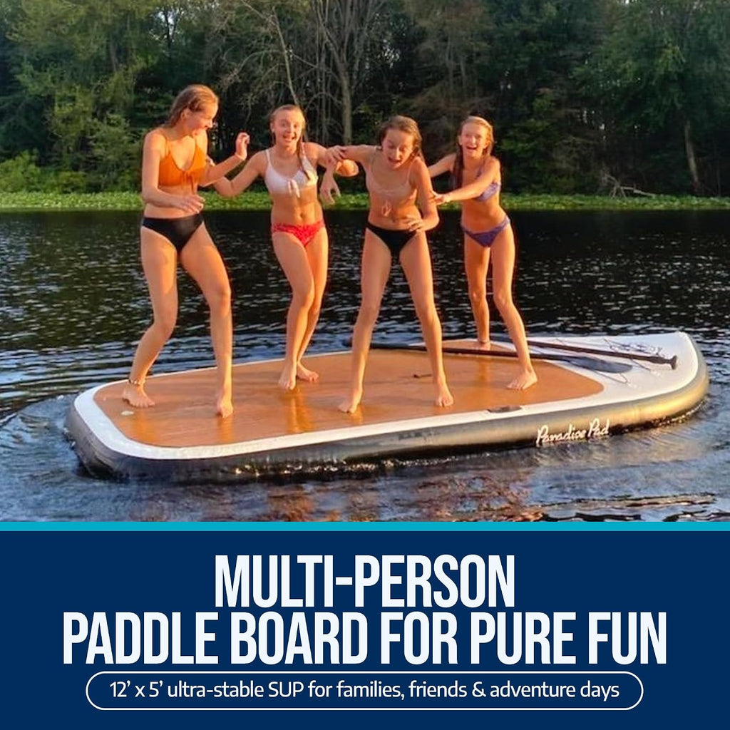 Multi Person Inflatable Paddle Board I Family Paddle Board I Giant Sup | Premium Multi Person Sup I Paradise Pad 12'x5'
