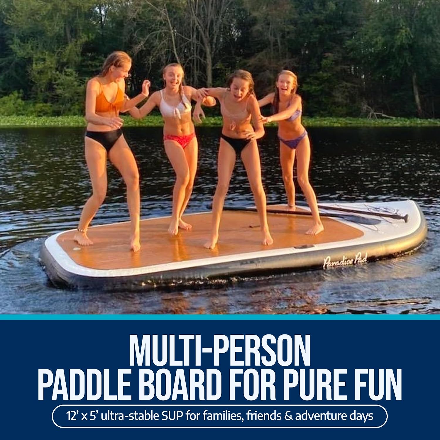 Multi Person Inflatable Paddle Board I Family Paddle Board I Giant Sup | Premium Multi Person Sup I Paradise Pad 12'x5'