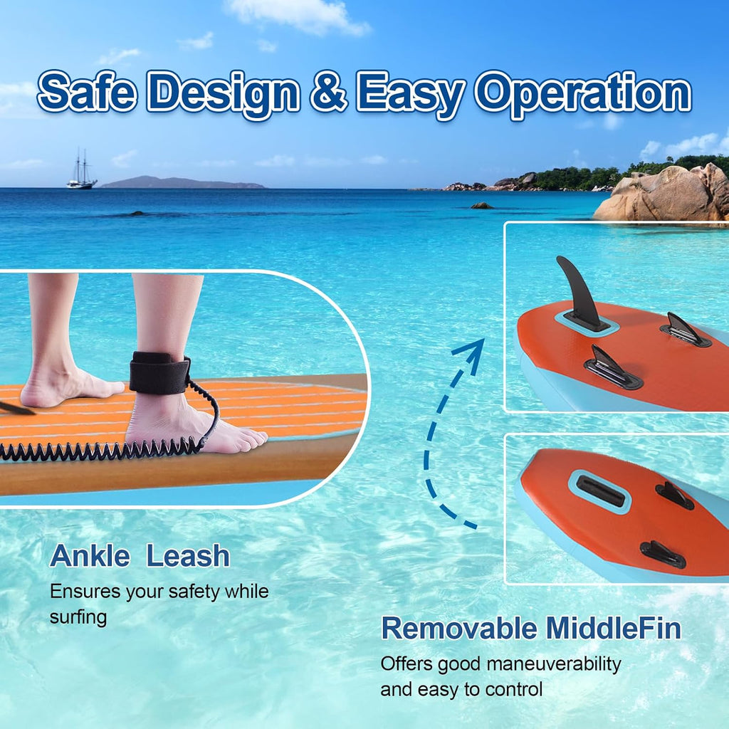 Inflatable Stand Up Paddle Board with SUP Accessories, Anti-Slip EVA Deck, Family-Friendly SUP Boards for Adults & Youth of All Skill Levels, Versatile Yoga Paddle Board
