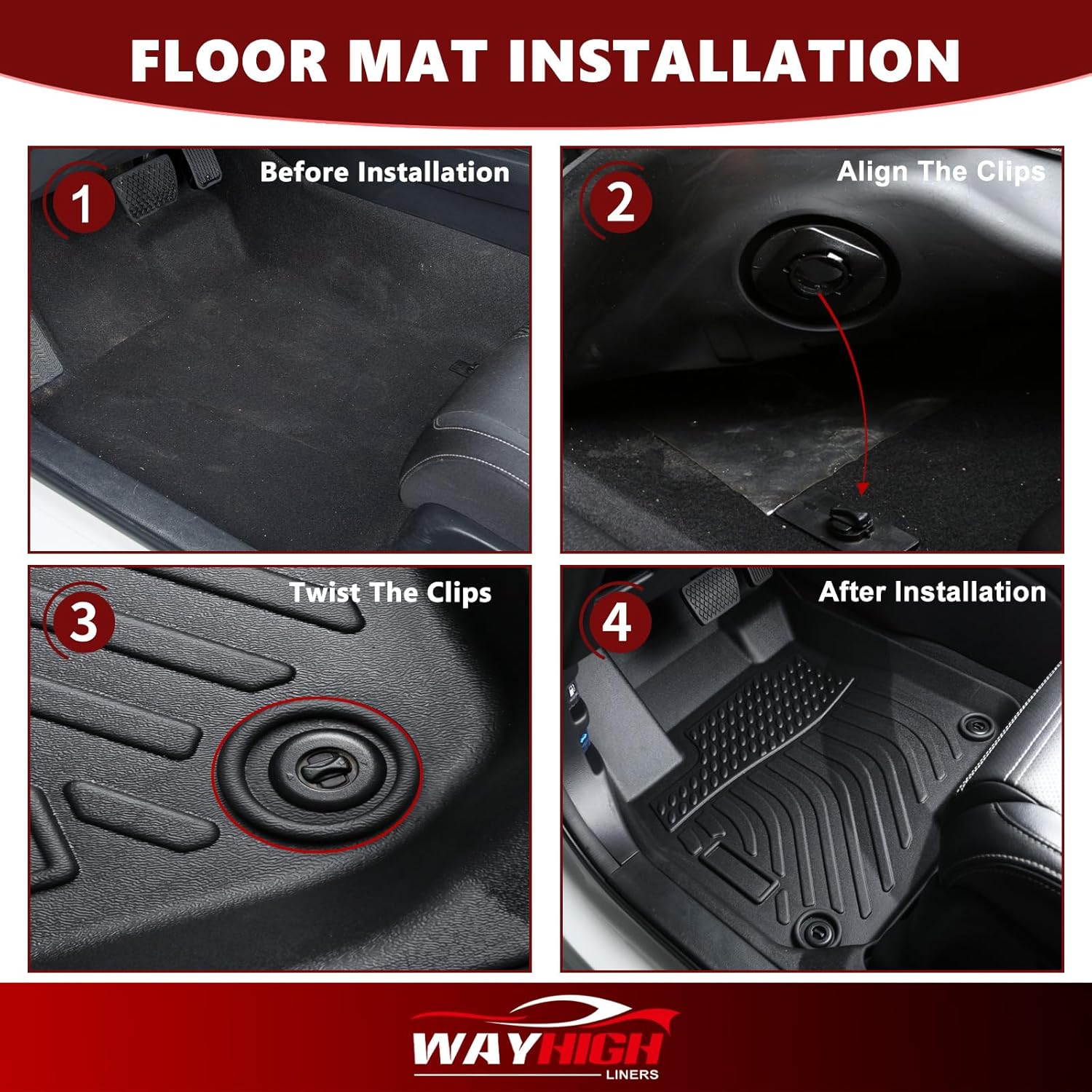 Wayhigh® Floor Mats& Cargo Liner for Toyota 4Runner 2003-2009(Only 5 Seats) All Weather TPE Car Mats Waterproof Heavy Duty Floor Liners Custom Fit for 4Runner Accessories- Black