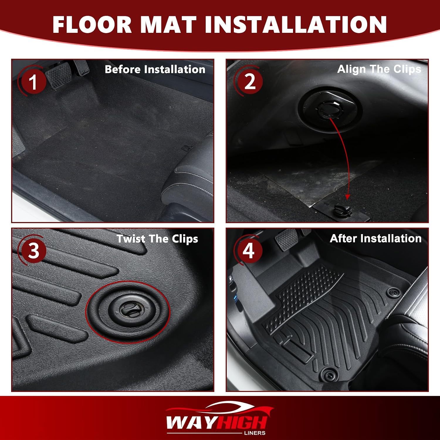 Wayhigh® Floor Mats & Cargo Liner for Kia Sportage Hybrid 2026(Only for HEV, Not for PHEV) All Weather TPE Car Mats Waterproof Heavy Duty Floor Liners Custom Fit for Sportage Hybrid 2026 - Black