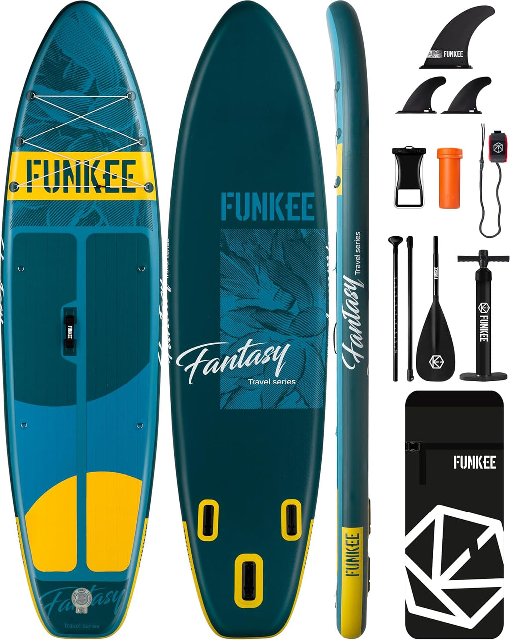 11'×34'×6' Extra Wide Inflatable Stand Up Paddle Board, Sup Board with Removable Fins, Backpack, Floating Paddle, Safety Leash, Floating Phone Case for Adults & Youth of All Skill Levels
