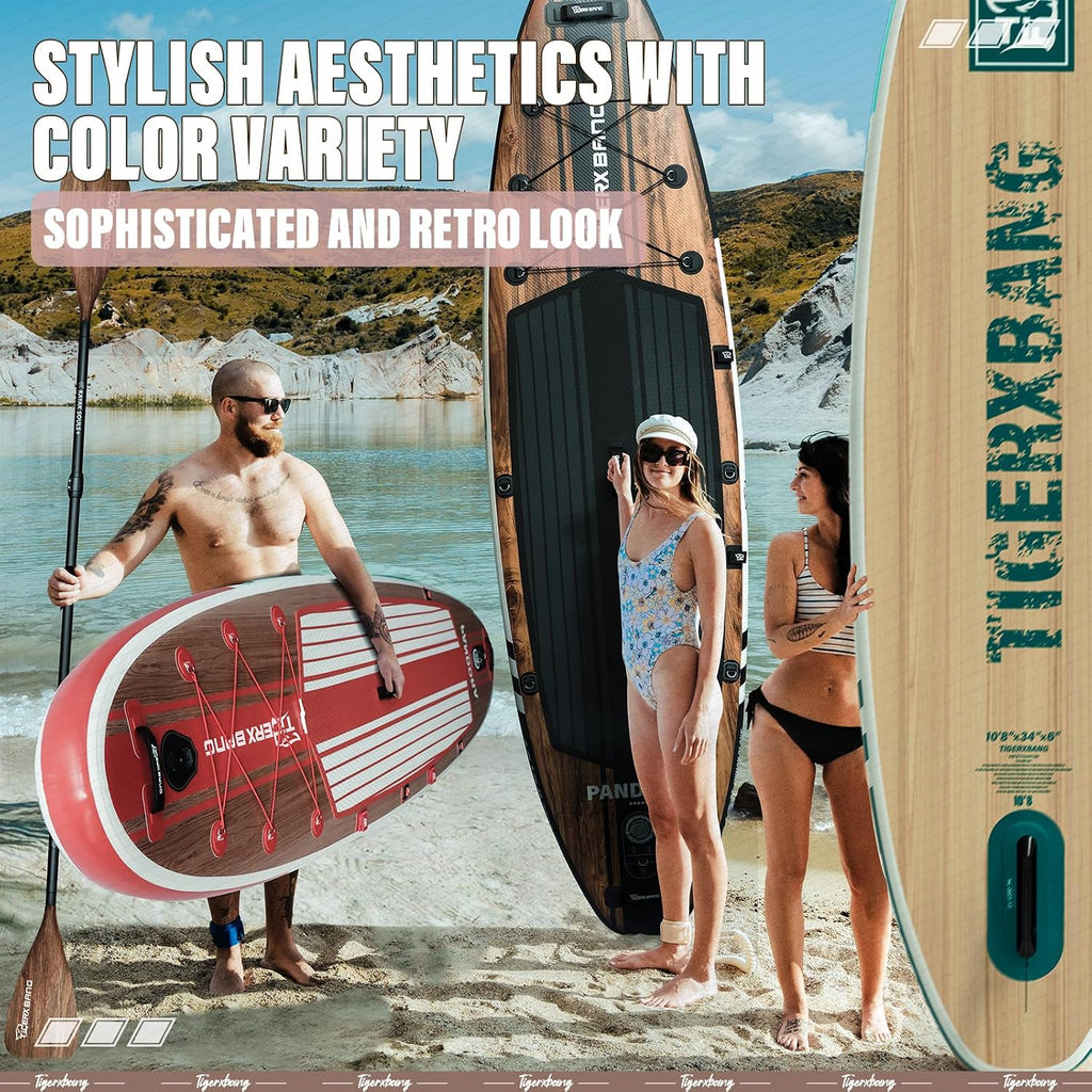 TIGERXBANG Paddle Board, 10.8' Stand Up Paddle Board with Premium Complete Inflatable SUP Accessories, Extra Wide Paddleboards for Adults & Kids-Pandora Collection