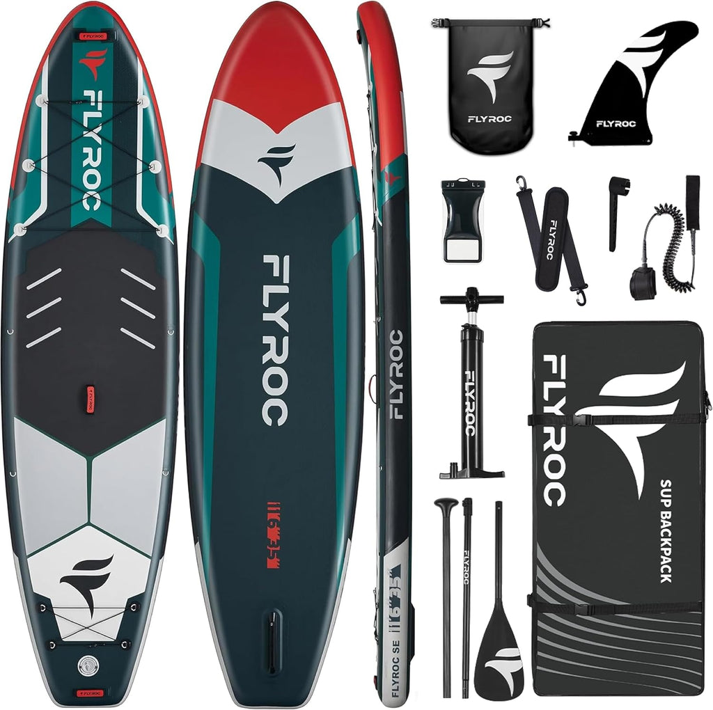 11'6x35'' Extra Wide Inflatable Paddle Board, 450lb Capacity Stand Up Paddle Board for Adults (x3), Stable Inflatable SUP, All Skill Levels, 3 Handles, 100L Backpack, 3PCS Paddle, 5L Dry Bag
