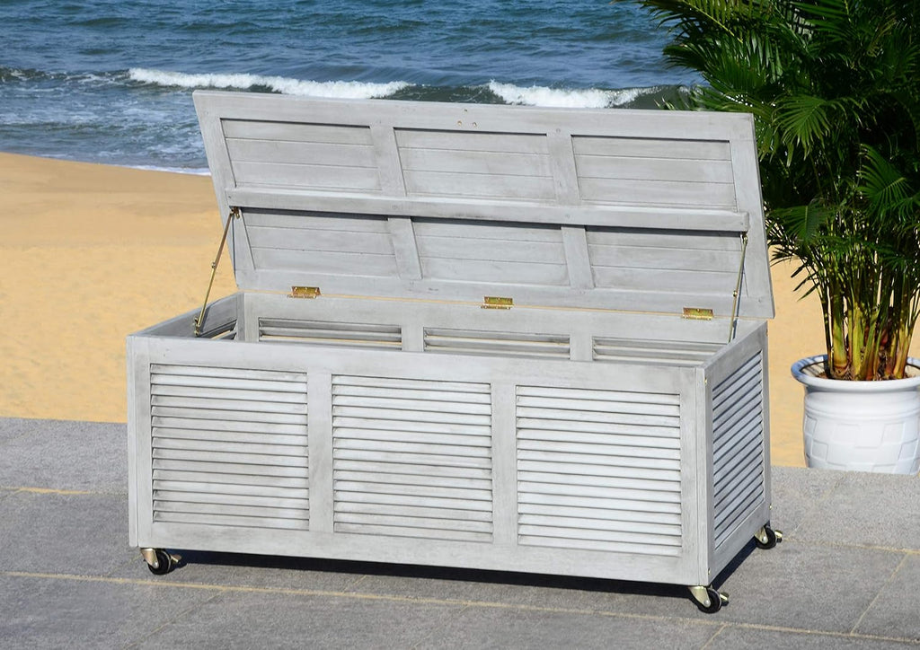 Safavieh PAT7038B Outdoor Collection Elina Grey Wash 47.2' Cushion Deck Box
