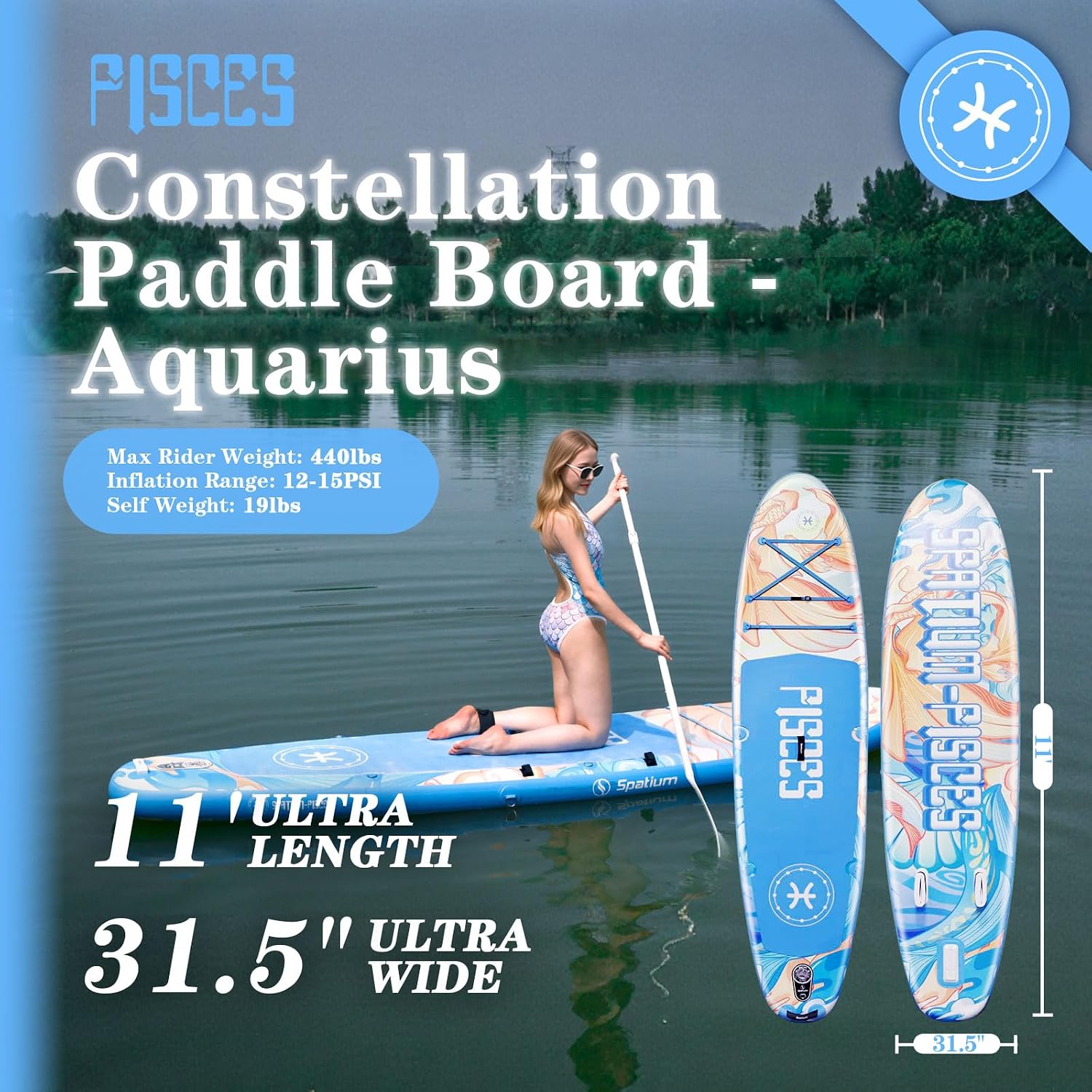 Spatium 11'5'x32' Magnetic Cup Holder Touring Paddle Board Stand Up Paddle Board for Adults,440lb Capacity SUP Board with Camera Mount for Youth & Adults of All Skill Levels
