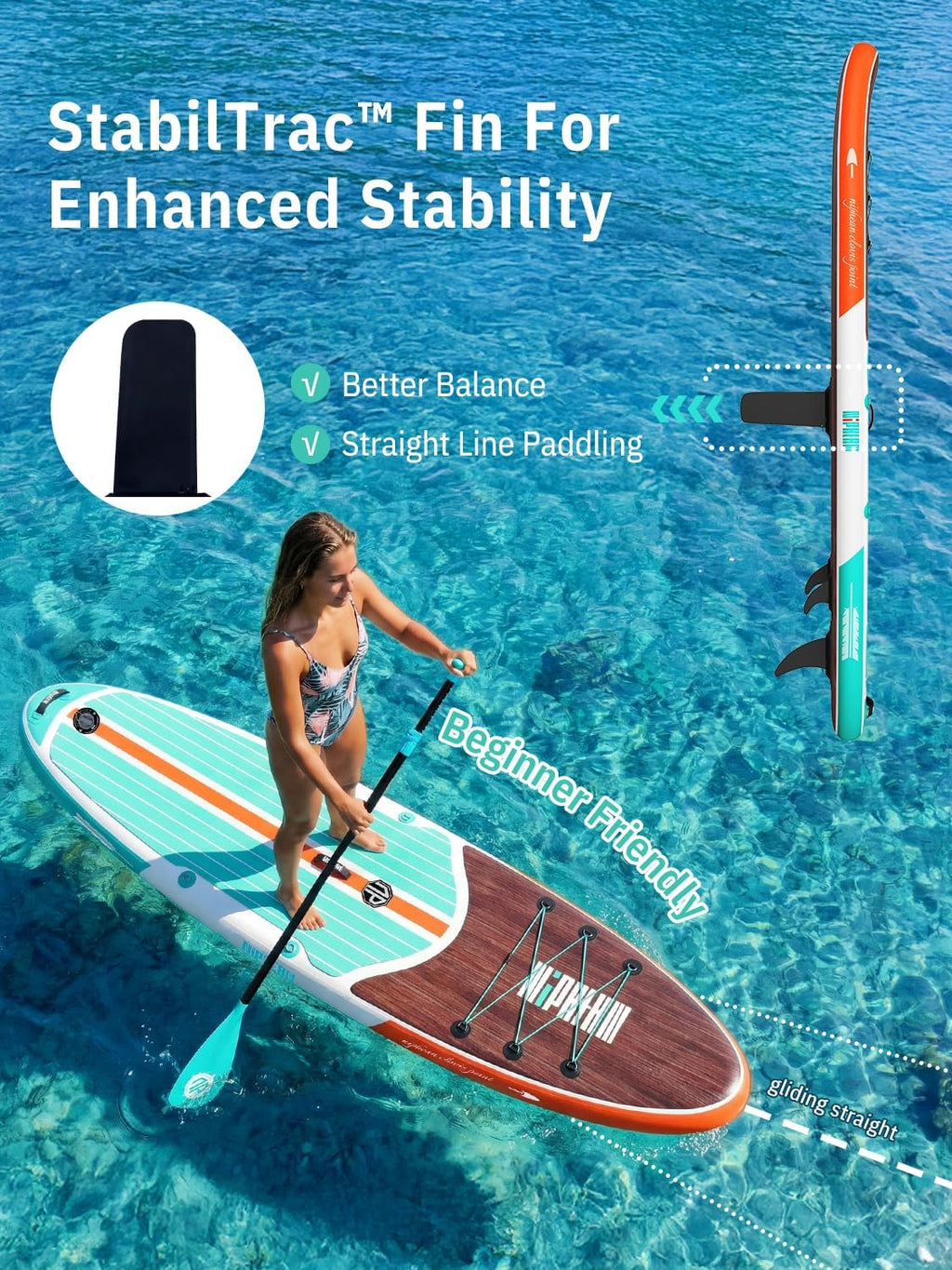 Niphean Inflatable Stand Up Paddle Board with SUP Accessories, Anti-Slip EVA Deck, 10'6'' Inflatable Paddle Boards for Adults & Youth of All Skill Levels