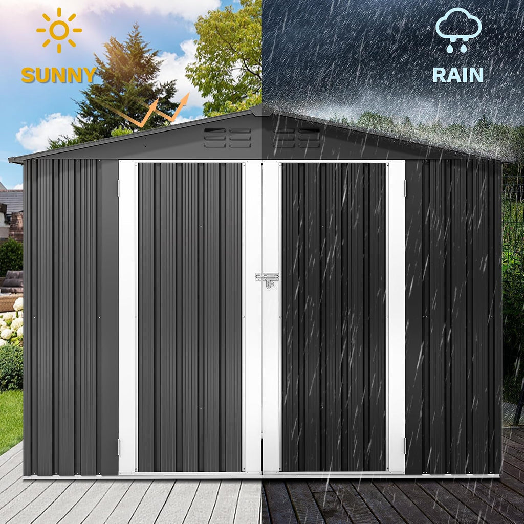 DWVO 7'x5' Large Metal Outdoor Storage Shed, Heavy Duty Tool Storage Sheds for Backyard Patio Lawn - Ideal for Bicycles, Garden Tools, and Lawn Equipment, Easy-to-Assemble, Dark Gray