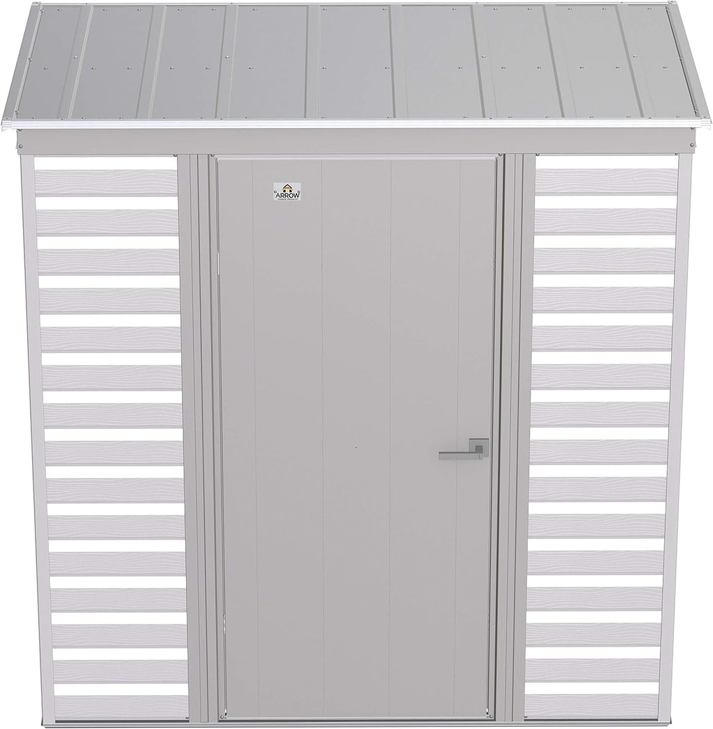 Arrow Select 6' x 4' Outdoor Lockable Steel Storage Shed Building, Flute Grey