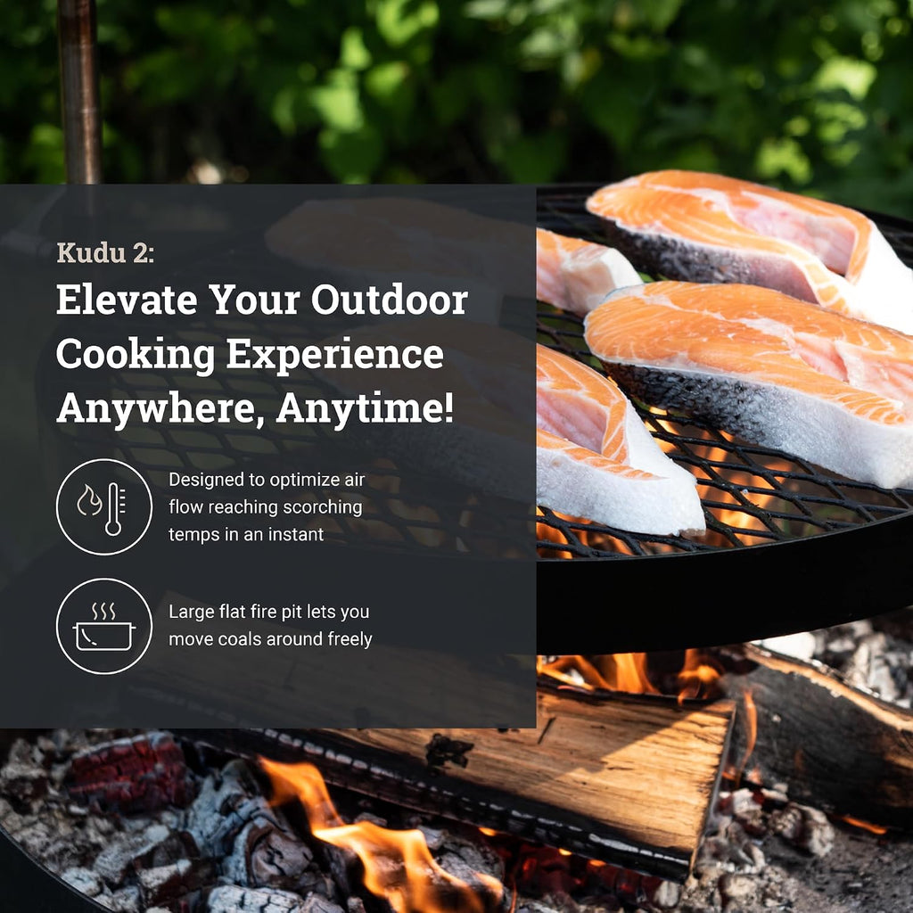 KUDU Grill - Open Fire BBQ Grilling System, Portable Charcoal Grills