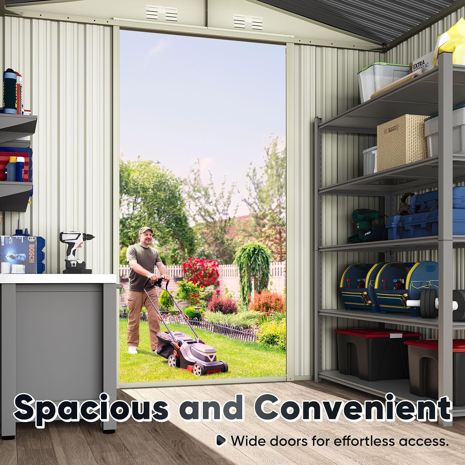 Quictent Large 5X3 FT Metal Storage Shed, Easy Assemble, Lockable Outdoor Garden Shed Waterproof Shed for Bike Storage, Tool Storage, Temporary Storage with Combination lock(5.1X3.8 FT Base, No Floor)